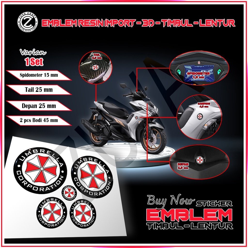STIKER MOTOR 1 SET STIKER MOTOR LOGO UMBRELLA STIKER NMAX STIKER AEROX STIKER EMBLEM NMAX AEROX LEXI