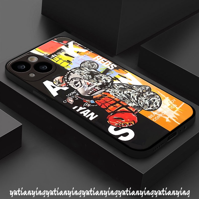 Violent Bear Kaws Couple Straight Edge Phone Case Kompatibel Untuk IPhone 7Plus X XR XS Max11 14 13 12 Pro Max8 6S 6 7 Plus SE 2020 Merek Trendi Lembut Tpu Penutup Belakang