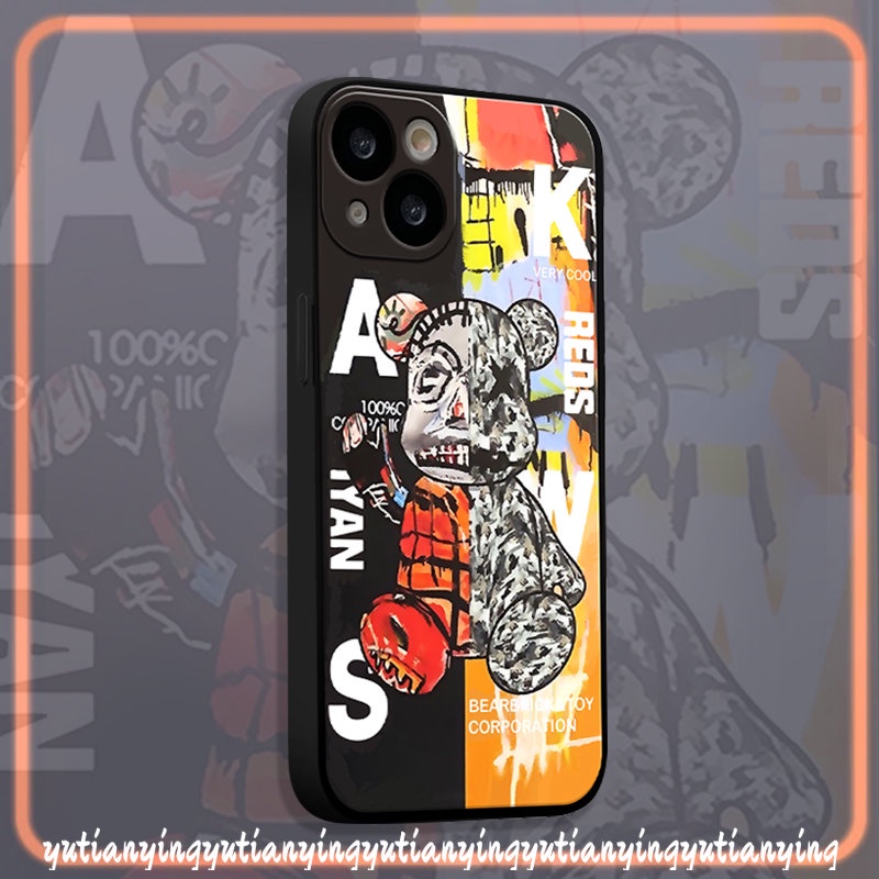 Violent Bear Kaws Couple Straight Edge Phone Case Kompatibel Untuk IPhone 7Plus X XR XS Max11 14 13 12 Pro Max8 6S 6 7 Plus SE 2020 Merek Trendi Lembut Tpu Penutup Belakang