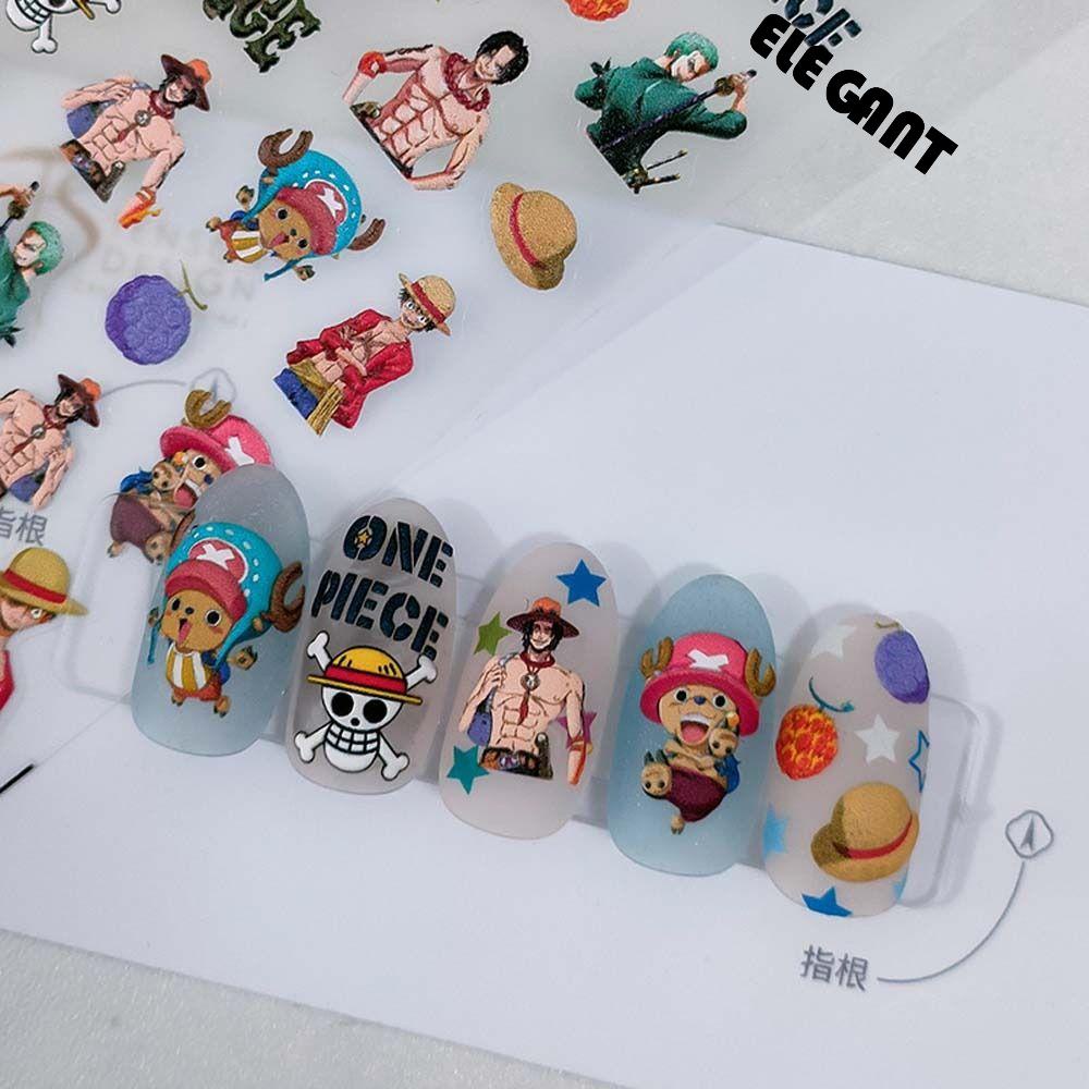 [Elegan] Kartun Stiker Kuku Luffy Perekat Diri Babi Hewan Manicure Aksesoris One Piece Nail Stickers