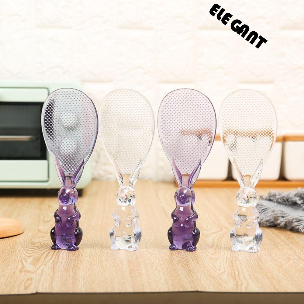 [Elegan] Sendok Nasi Transparan Standable Alat Masak Rabbit Plastic Crystal Seasoning Spoon