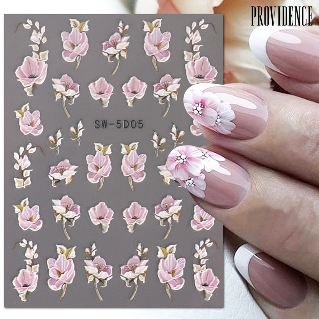 Providence Nail Art Stiker Tiga Dimensi 5D Relief Perekat Diri Tidak Luntur DIY Musim Semi Musim Panas Bunga Matahari Pola Bunga Manikur Stiker Salon Kuku Pasokan