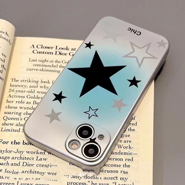 IPHONE Star Soft Case Kompatibel Untuk Iphone14 13 12 11 Pro Mini XS Max XR X8 7 6S+Plus Casing Ponsel Electroplate TPU Silikon Shockproof Cover