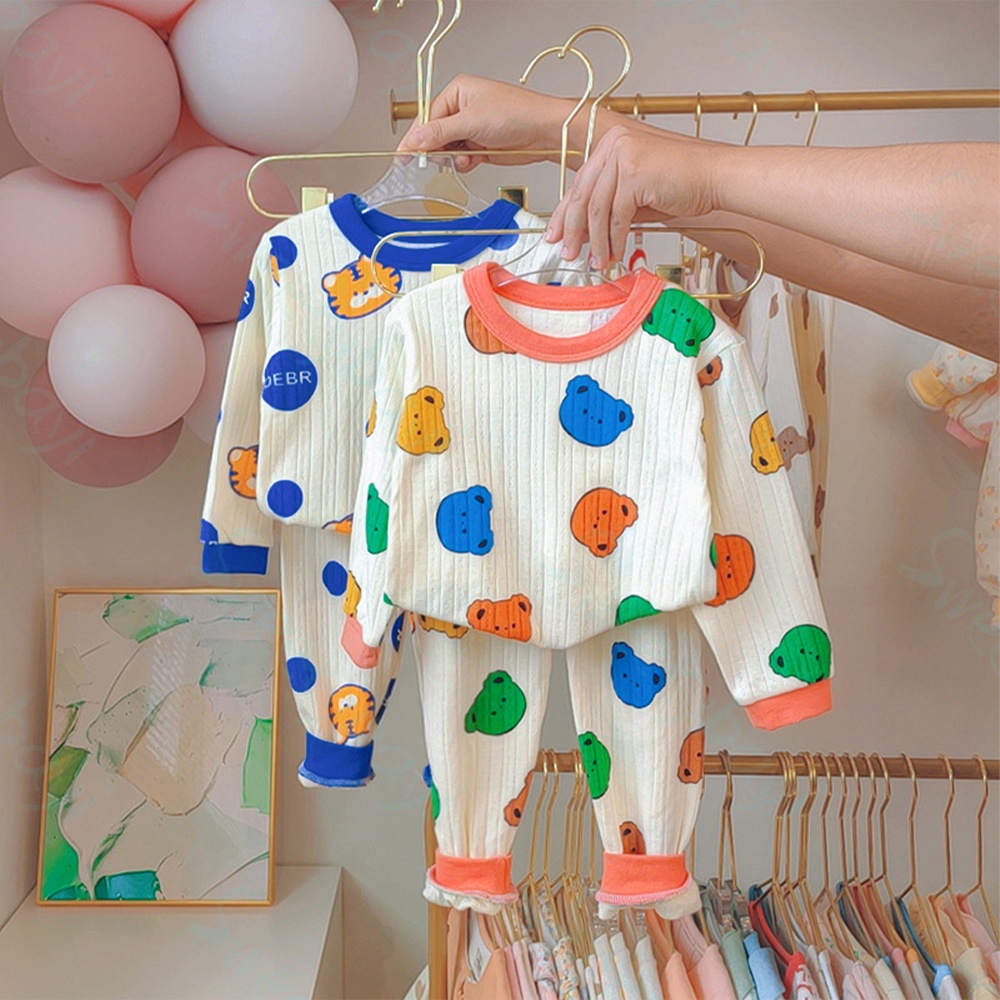 Sweetybayi Set baju tidur bayi Piyama bayi lengan panjang Setelan piyama bayi lucu