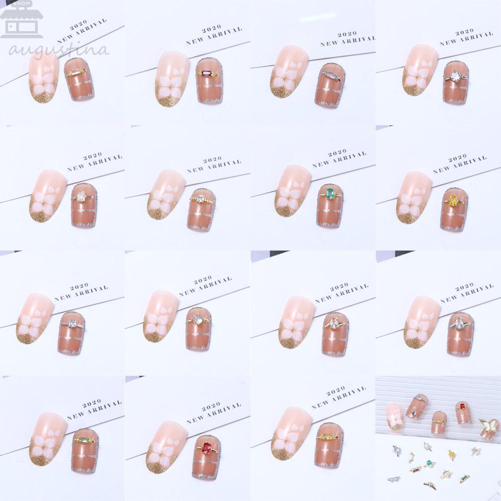 Augustina Nail Art Dekorasi DIY Shiny Crystal Nail Ornaments Manicure Accessoires Zirkon Perhiasan Kuku Cincin Nail Charms