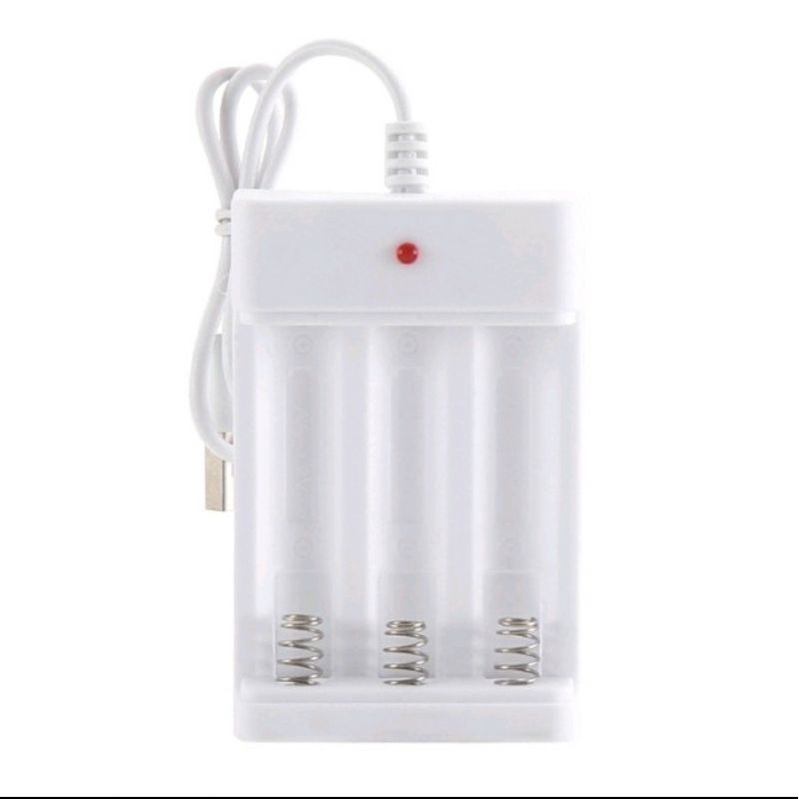 alat cas baterai 3 slot kabel USB charger baterai AA AAA A2 A3