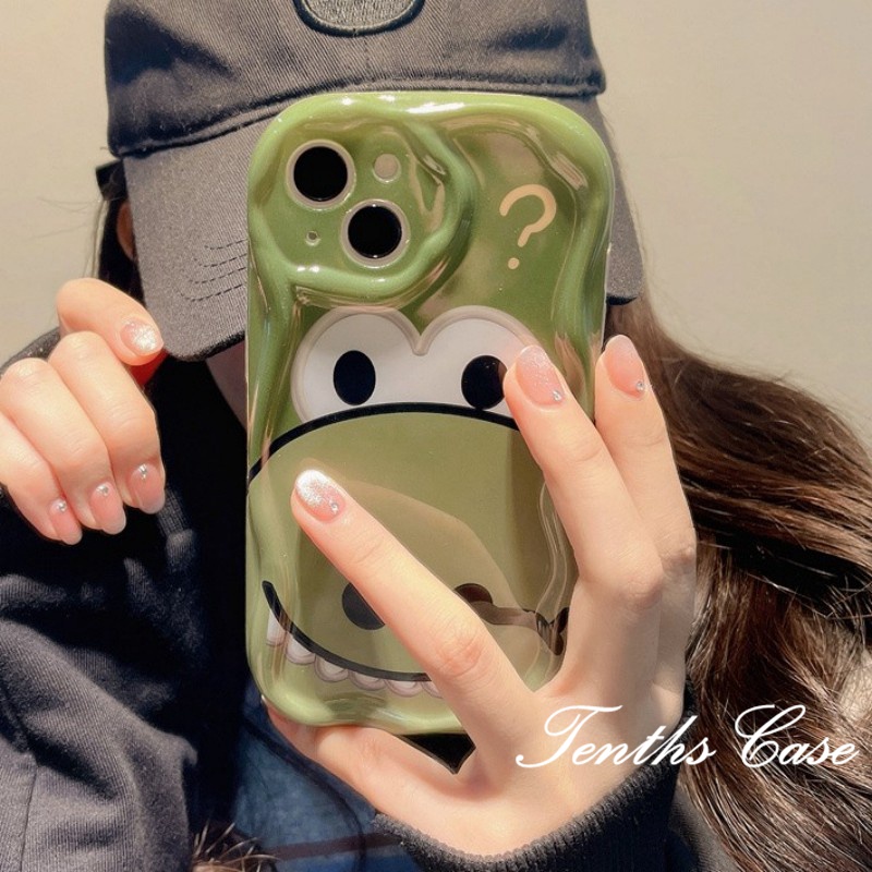 Kompatibel Untuk IPhone14 13 12 11 Pro Max8 7 6 6s Plus X Xr Xs Max SE 2020 Gaya Minimalis Motif Green Hippo Cream Phone Case Soft Back Cover