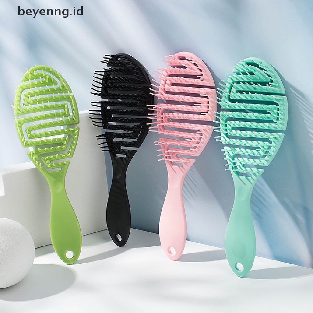 Beyen Sikat Basah DryCurved Comb Massage Comb Fluffy Shape Ribs Curling Comb Pada Rambut Basah ID