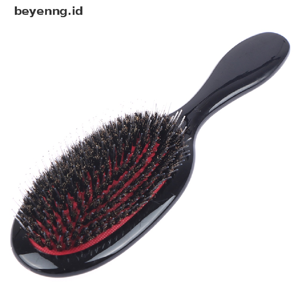 Beyen Boar Fur &amp; Nylon Hair Brush Oval Sisir Dayung Anti Statis Pijat Kulit Kepala ID