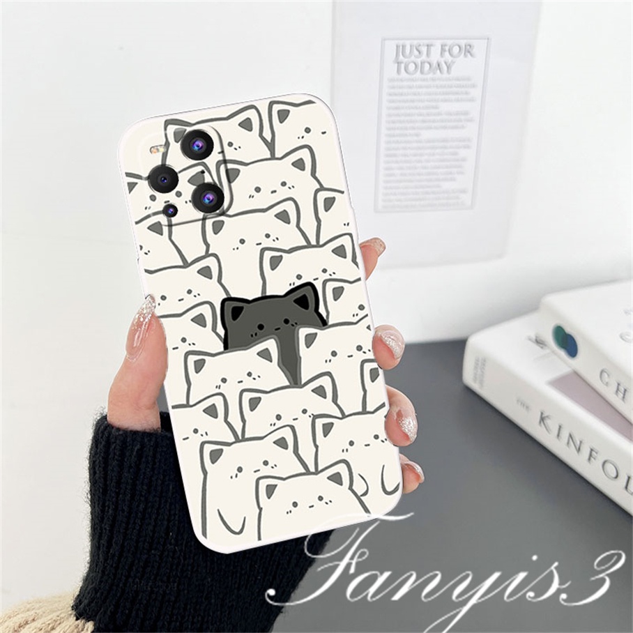 Redmi 12C A1 Plus Note 11 Pro+ 11 11s 10 10s 9 9s 8Pro 10A 10C 10 9C 9A 9T Xiaomi 11Lite 11TPro Poco X3Pro X3NFC Cute Black White Cat Phone Case Silicon Soft Cover Pelindung