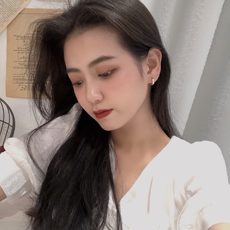 Roselife Minimalis S925 Perak Shiny Lingkaran Hoop Earrings Untuk Wanita Gadis Elegan Geometris Sederhana Anting Bulat Fashion Telinga Perhiasan Aksesoris