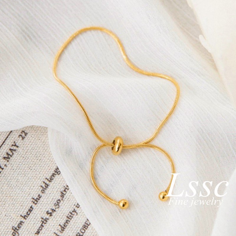 Gelang Kaki Titanium Anti Karat Serut Keberuntungan Emas 18K Cantik Korea Aksesoris Wanita Perhiasan