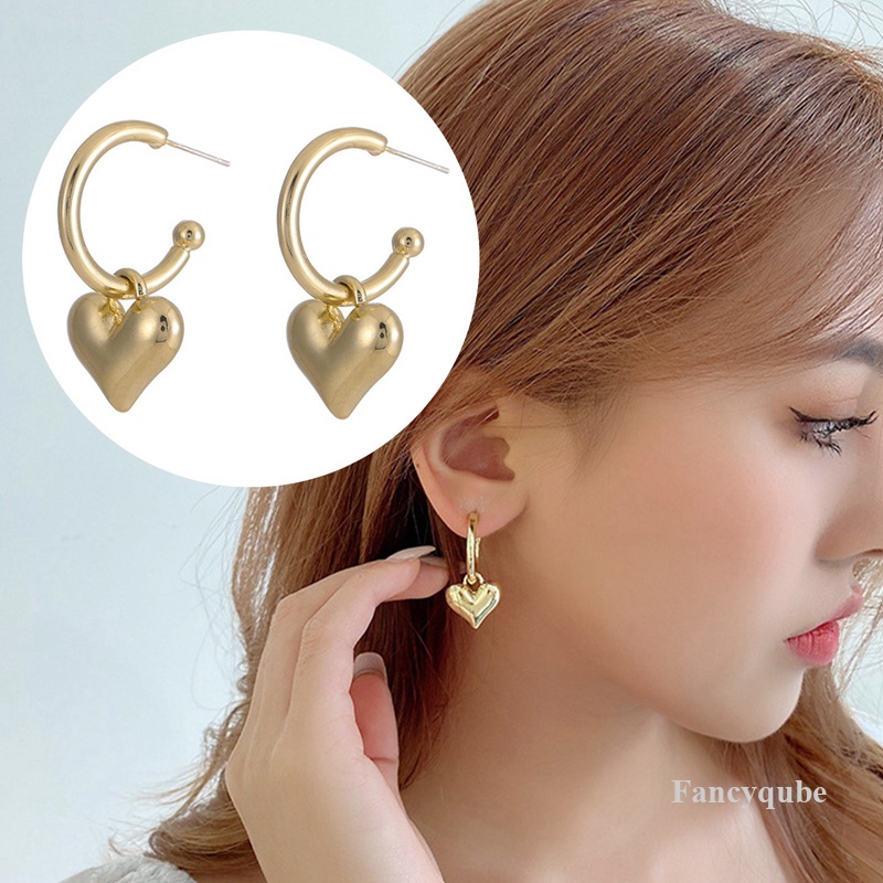 Anting Cinta Hati Untuk Wanita Manis Menggemaskan Warna Emas Tindik Ladies Drop Earring Perhiasan Cewek