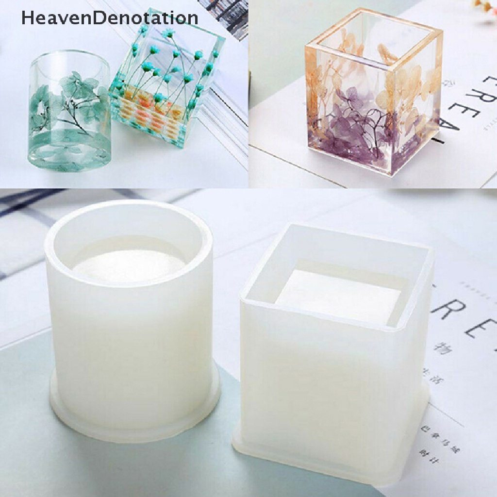 [HeavenDenotation] Cetakan Silikon Wadah Pulpen Persegi Bulat Tempat Penyimpanan Epoxy Resin Molds HDV