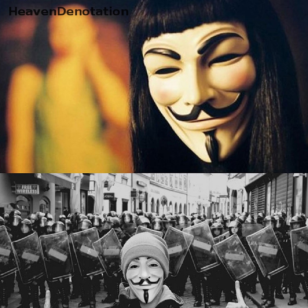 [HeavenDenotation] Anonymous Vendetta Cowok Fawkes Hacker Topeng Wajah Dewasa Halloween Pesta Mewah HDV