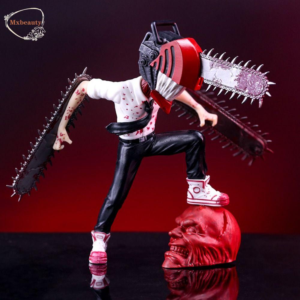 Mxbeauty Chainsaw Man Action Figure Dekorasi Mobil Gergaji Latex Helm Anime Peripheral Anime Kostum Props Halloween Aksesoris Denji Action Figure Chainsaw Man Model Mainan