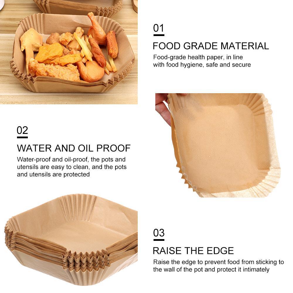 Populer 20pcs/50pcs /100pcs Air Fryer Liners Menebal Bahkan Pemanasan Silikon Minyak Panggang Microwave