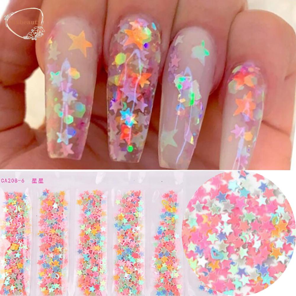 Mxbeauty Payet Kuku Bintang Warna-Warni Hati Kupu-Kupu DIY Acrylic Nail Art Manicure