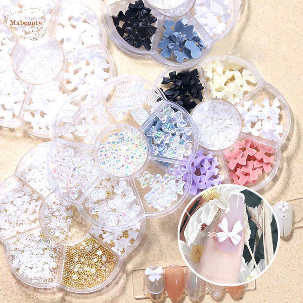Mxbeauty Ornamen Pita Kupu-Kupu Bunga Kristal 3D Untuk Dekorasi Nail Art