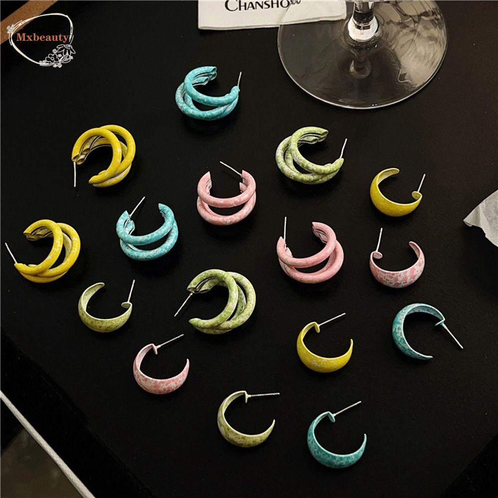 Mxbeauty Anting Stud Wanita Trendi Elegan Temperamen Fashion Perhiasan Desain Niche Pola Bunga Musim Panas Alloy Gaya Korea Earrings