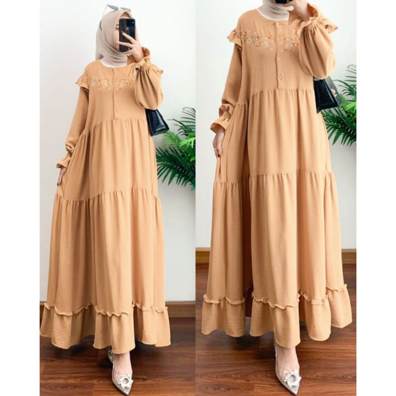 MOSSA BIRDA BORDIR MIDI DRESS MAXY CRINGKEL BORDIR