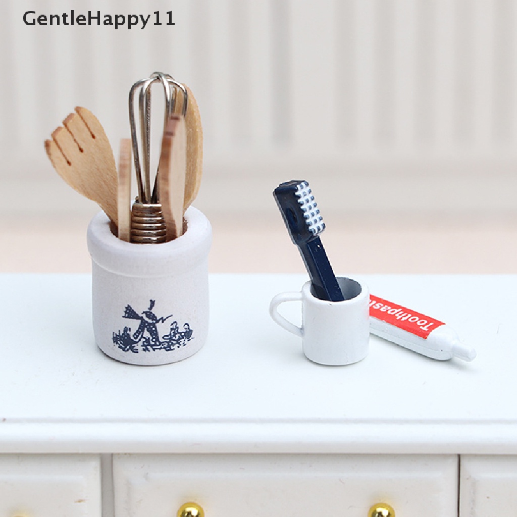 Gentlehappy 1Set 1: 12rumah Boneka Miniatur Sendok Garpu Toples Odol Sikat Gigi DIY Aksesoris id