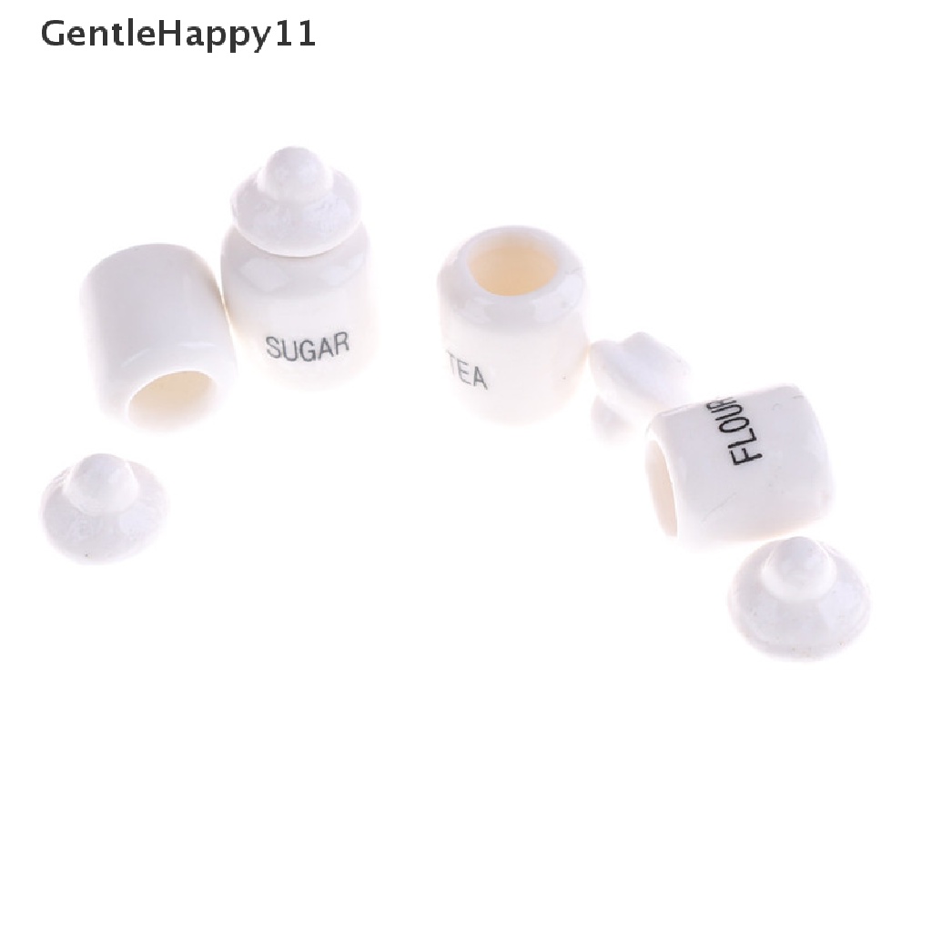 Gentlehappy 4pcs1per12rumah Boneka Miniatur Lucu Putih Keramik Penyimpanan Toples Dapur Akses Klasik Pretend Play Furniture Mainan Untuk Anak id