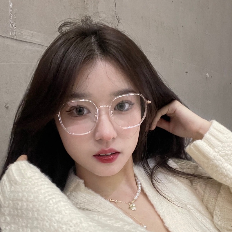 (YUZHU) Fine Flash Oversized Frame Polygonal Anti Blue Light Kacamata Untuk Wanita Korea Fashion TR90 Irregular Eyeglasses