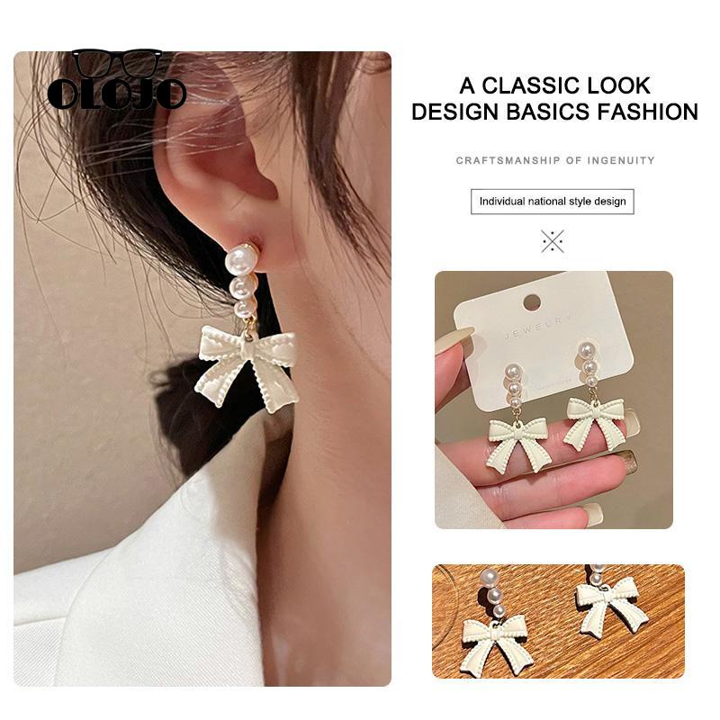 【COD】Anting Busur Mutiara Rasa Desain Untuk Wanita S925 Silver Off-white Pearl Bow Knot Earrings