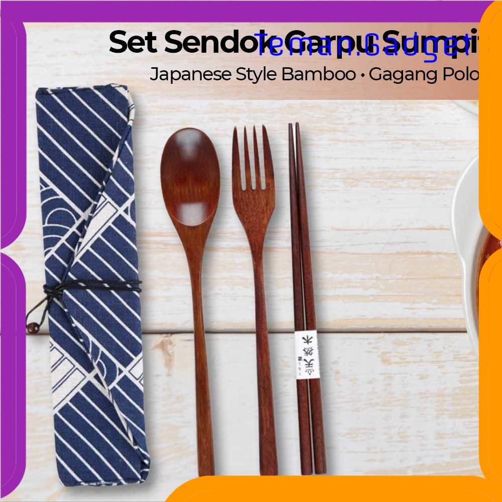 TG - DPR BAISPO Set Sendok Garpu Sumpit Japanese Style Bamboo - EA025