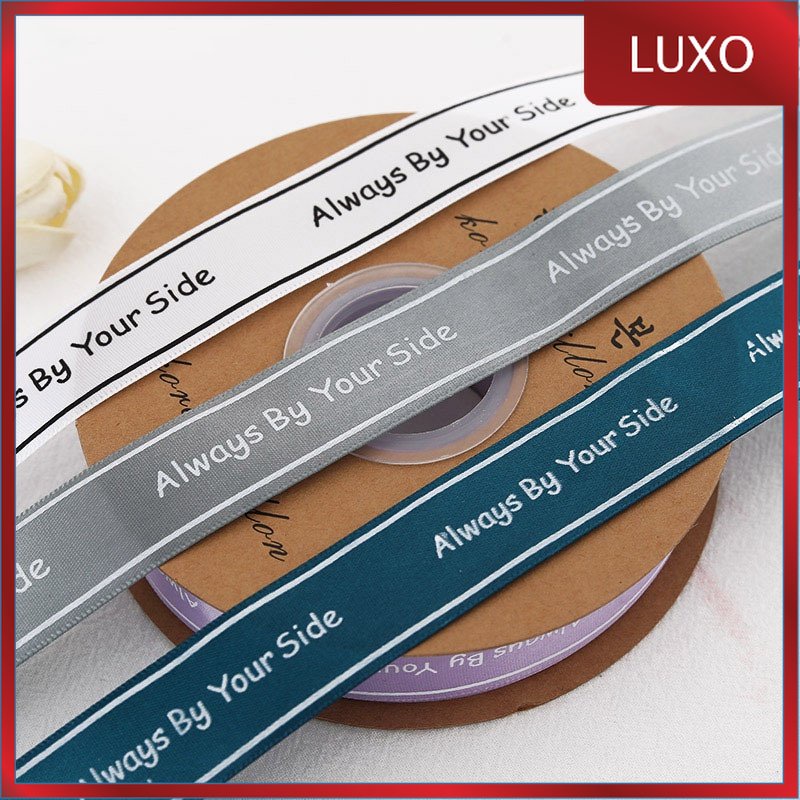 

LUXO - PTA1 SIDE Pita Satin Roll Motif Always By Your Side/Pita Kado 2.5cm/Pita Dekorasi Buket