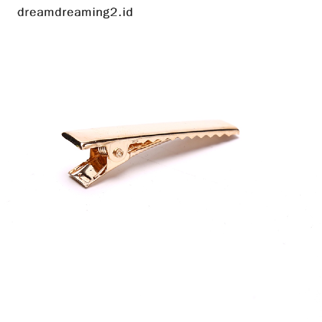 (dream) 100pcs KC Gold Metal Alligator Hair Clips Pins Flat Top Dengan Gigi Untuk Hairp DIY//