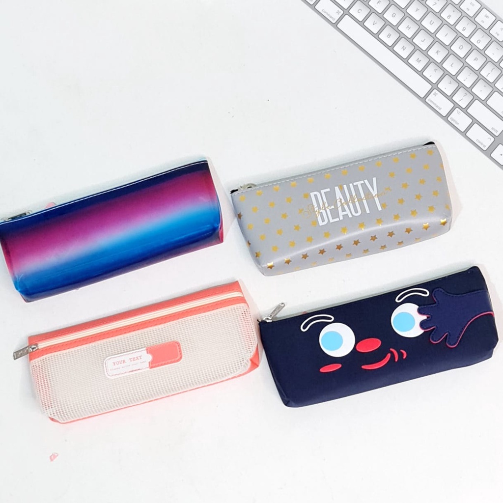 

SOS Kotak Pensil Sleting XLJ Bahan Segi3/Pencil Case/Tempat Pensil/Pencil Pouch/Dompet Pensil