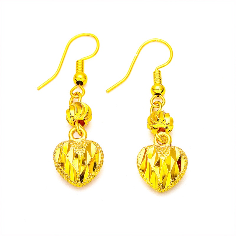 Goldkingdom Perhiasan Fashion 24K Bangkok Aksesoris Ready Stock Anting Cinta Wanita Flow Pendant Anting Minimalis