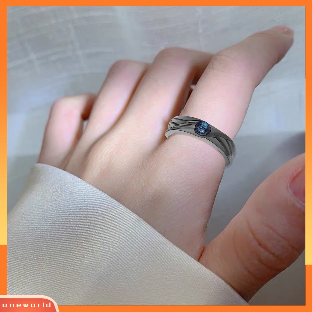 [EONE] Cincin Couple Vintage Glazed Black White Faux Moonstone Desain Pembukaan Yang Dapat Disesuaikan Hadiah Hias Tren Siswa Terbuka Cincin Perhiasan Pakaian Sehari-Hari