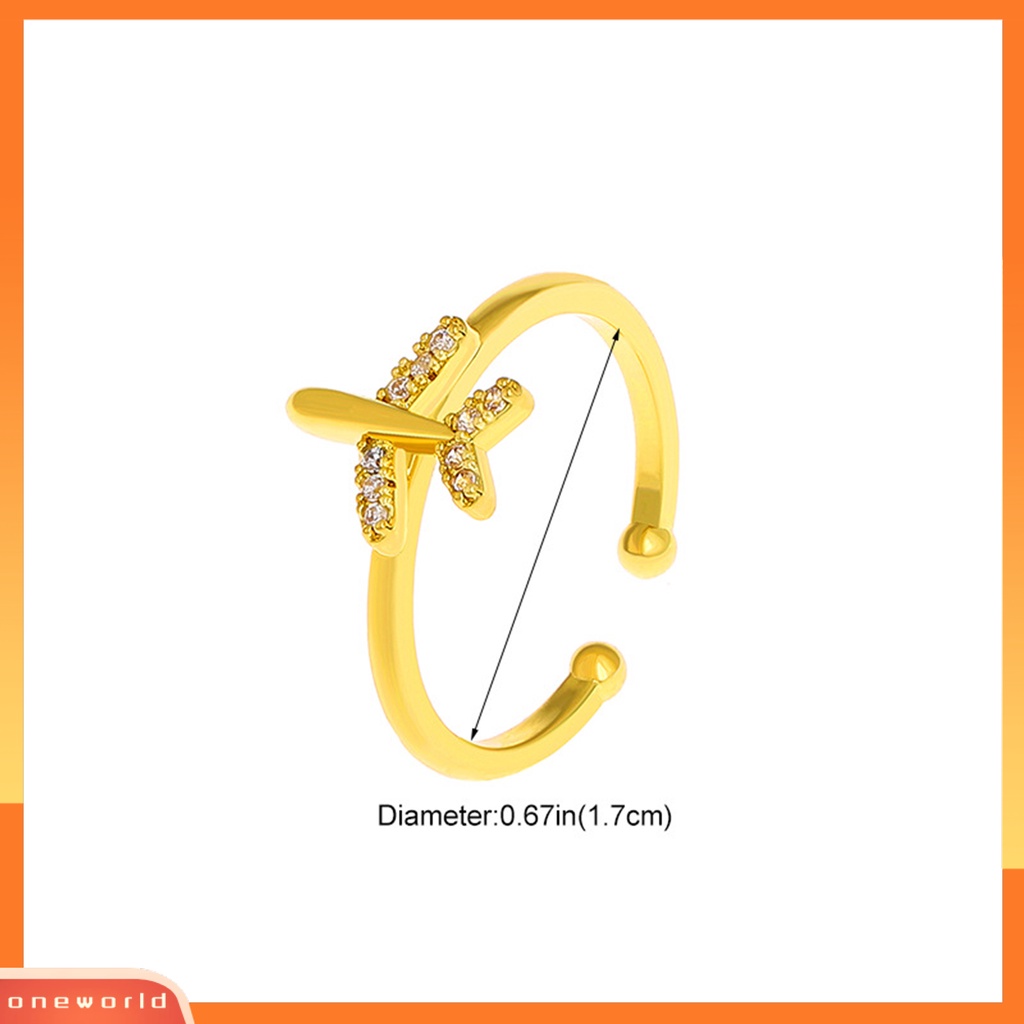[EONE] Jari Cincin Pembukaan Dapat Disesuaikan Dipoles Hadiah Logam Berkilau Pesawat Wanita Cincin Perhiasan Aksesoris