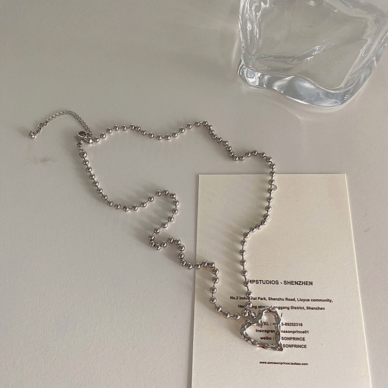 Fashion Kalung Cinta Tidak Teratur Sederhana Temperamen Korea Kalung Hati Perak Kalung fashion Korea Untuk Wanita