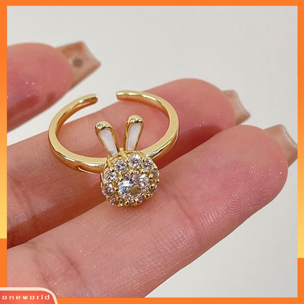 [EONE] Knuckle Ring Electroplating Cubic Zirconia Geometris Adjustable High Gloss Dress Up Hypoallergenic Halus Kelinci Pesona Terbuka Cincin Wanita Perhiasan