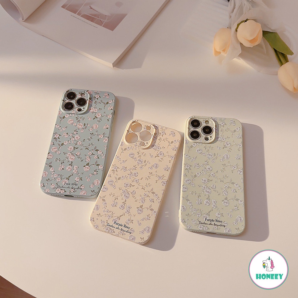 IPHONE Retro Pink Rose Romantis Bunga Shell Gadis Ponsel Case Untuk Iphone14 13 12 11 Pro Max14 Plus Case Lucu Kartun Seni Manis Cover