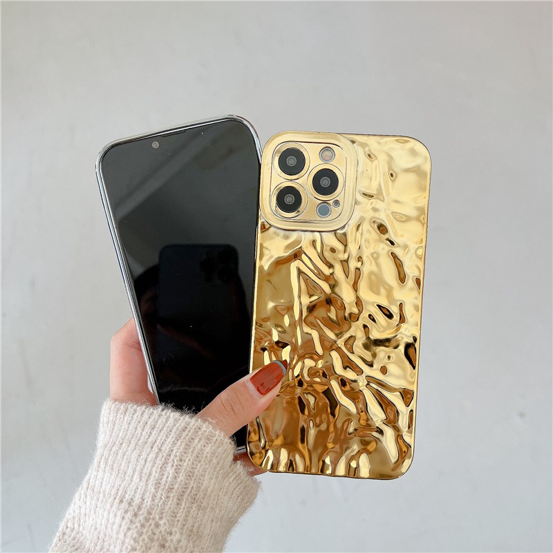 Fashion Shinny Rose Gold Tinfoil Fold Soft Case iPhone 6S 7 8 Plus XR XS Max IPhone 11 12 13 14 Pro Max 14 Plus 7+ 8+ Luxury Silver Mirror Phone Case Camera Protect for Women Girl