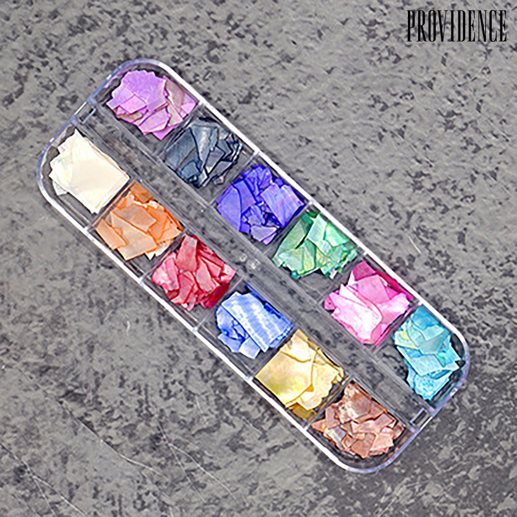 Providence 1kotak Dekorasi Kuku Warna Vibrant Bentuk Tidak Teratur Shell Menarik Fragment Nail Decor DIY Hiasan Kuku Palsu Perlengkapan Kuku