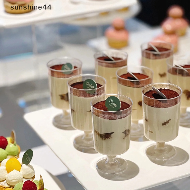 Sunshine 10pcs Disposable Mousse Cake Jelly Party Dessert Cup Gelas Dessert Anggur Bening ID