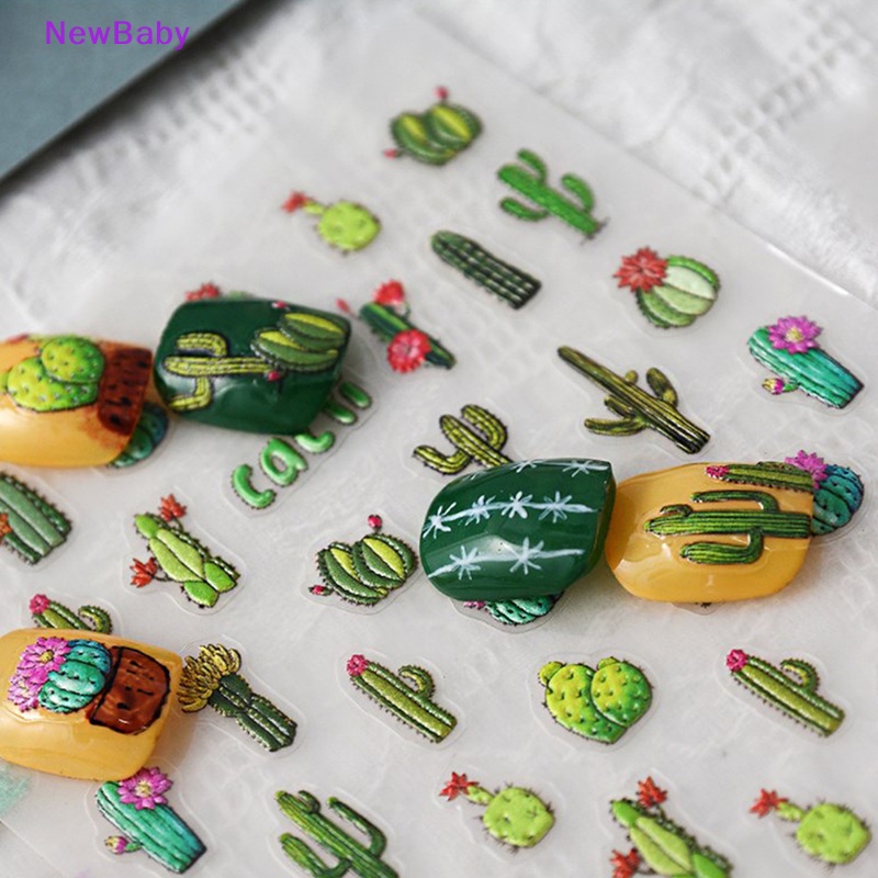 Newbaby Nail Art Bunga Kaktus Berduri Tanaman Decals Self Adhesive Nail Decals Untuk Anak Perempuan ID