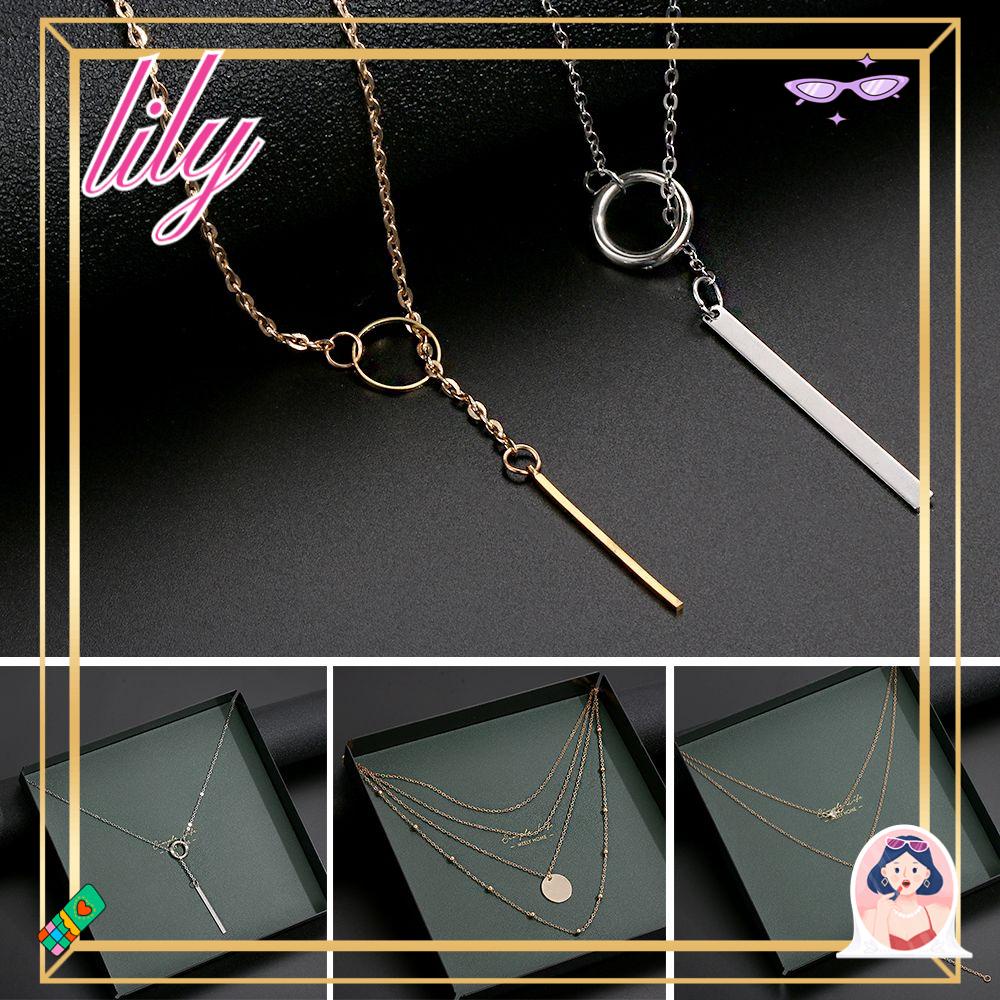 Lily Multi Layer Kalung Baru Panas Trendi Fashion Paduan Tembaga Bulat Persegi Panjang Bentuk Boho Choker