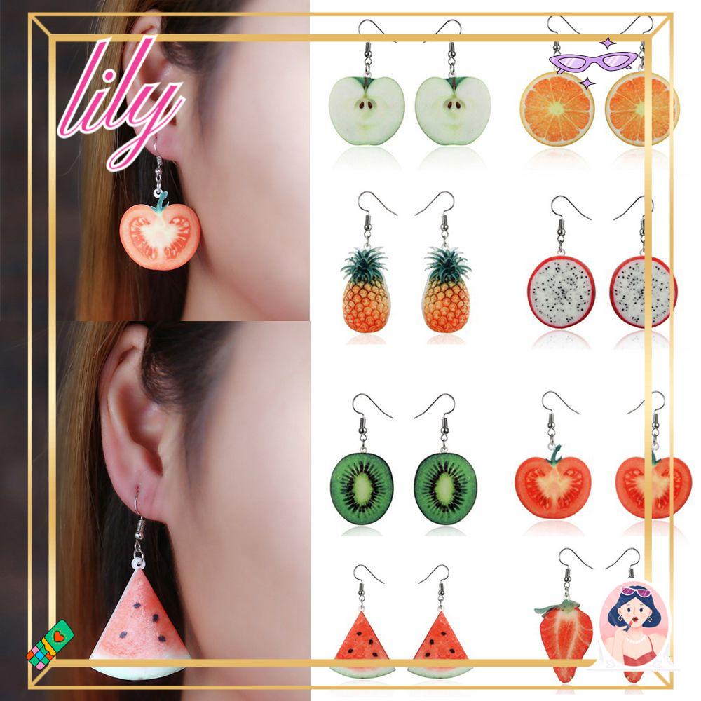 Anting Buah LILY Gadis Tomat Kiwi Orange Strawberry Nanas Timun Menjuntai