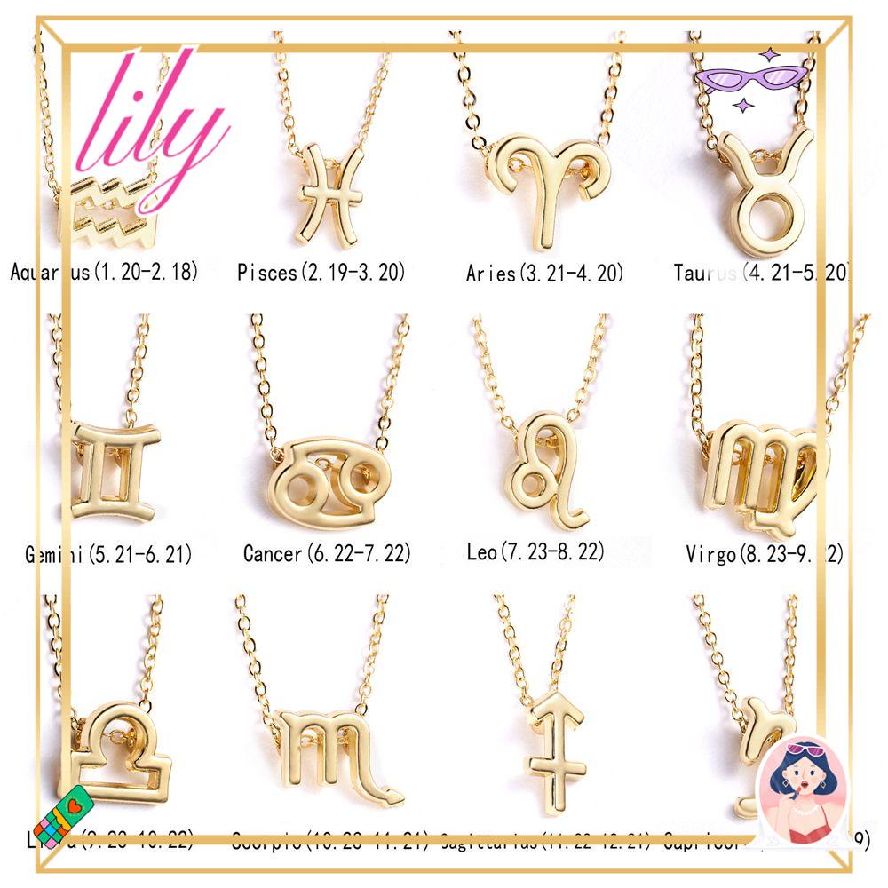 Lily Kalung Wanita Charm Zodiak Sederhana