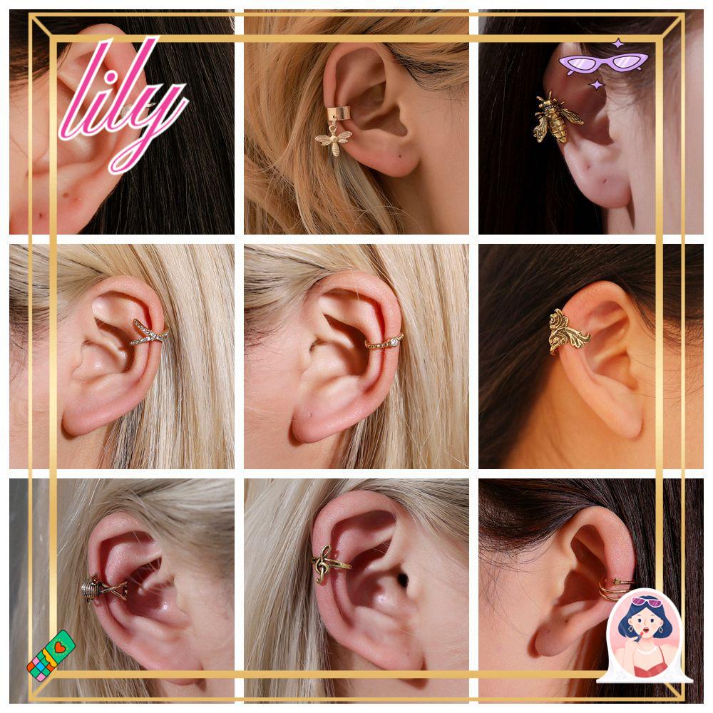 Lily 1PC Anting Tanpa Tindik Chic Wanita Lebah Serangga Note Manset Bungkus