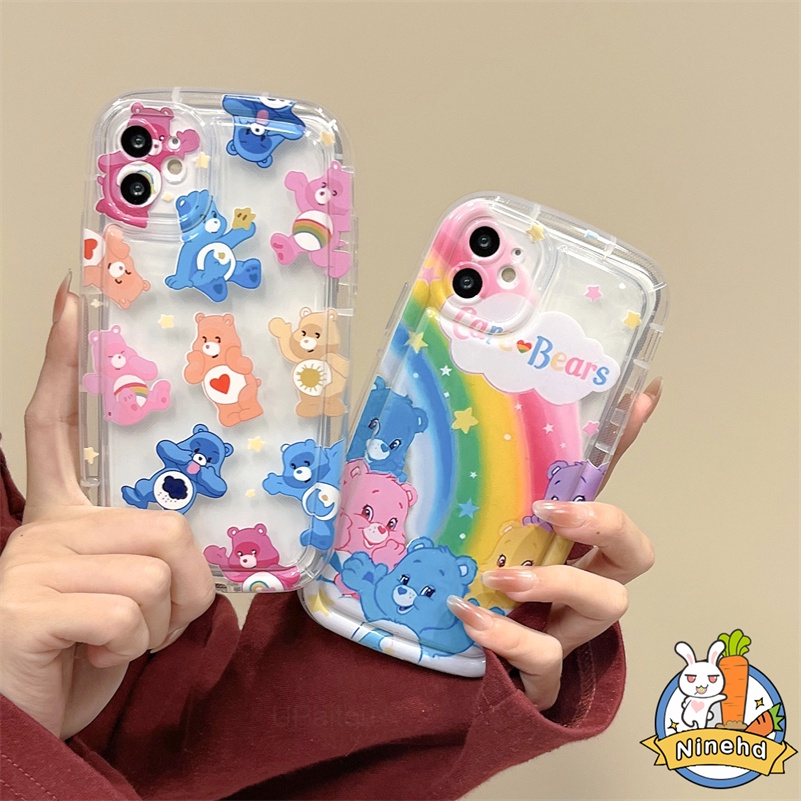 Redmi 12C A1 A1+10C 10A 10 9A 9C 9T Note 11 11s 10 10s 9 9s Pro Xiaomi 11 Lite Poco X3Pro Macaron Permen Pelangi Motif Beruang Shockproof Bening Lembut Lensa Silikon Melindungi Casing Ponsel