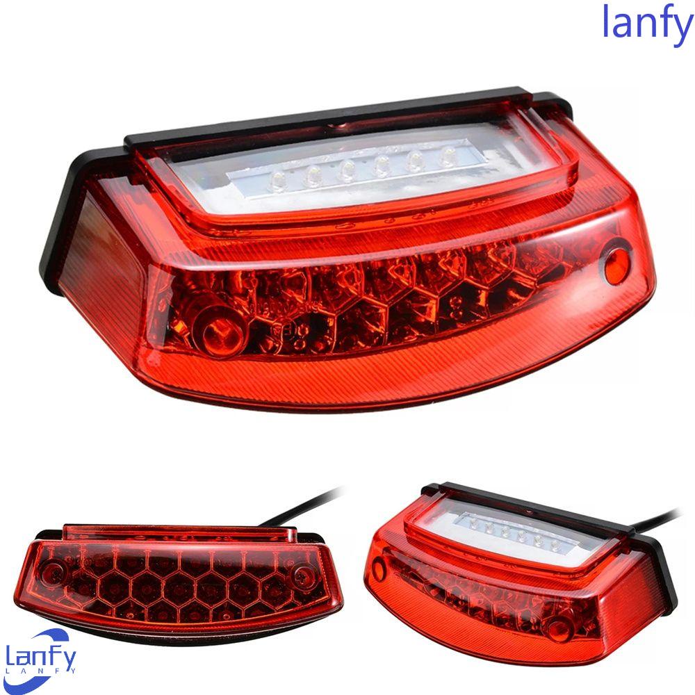 Lanfy Lampu Plat Nomor Cahaya Putih Lampu Rem Sepeda Motor 21lampu LED Lampu Belakang Tail Stop Light Rem Stop Lamp