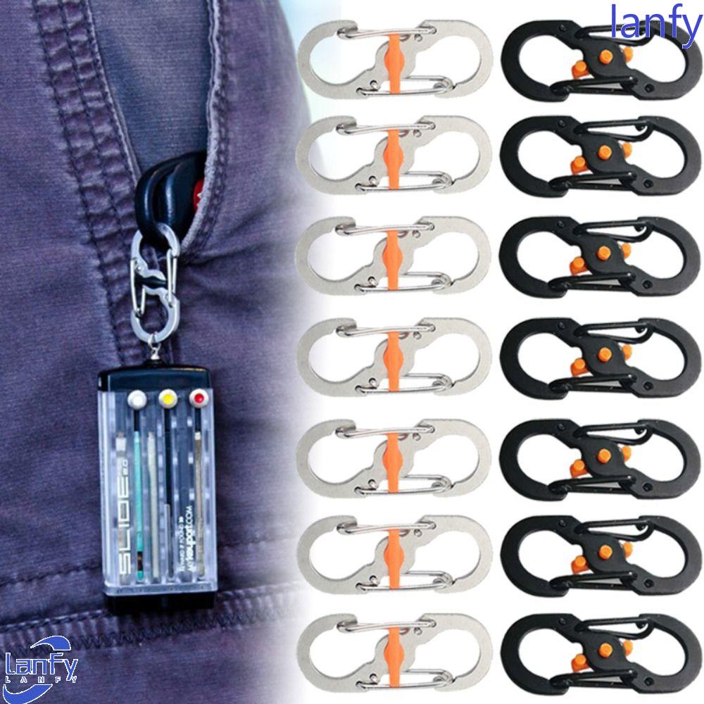 Lanfy Kunci Anti Maling Peralatan Luar Ruangan 1PC 8shaped Buckle With Lock Backpack Buckle Anti-Pencuri Camping S Type Carabiner